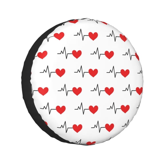 Kll Heartbeat Symbol Tire Cover,Universal Wheel Tire Cover For Trailer, Rv, Suv, Truck,Camper And Many Vehicle,(15 Inch)