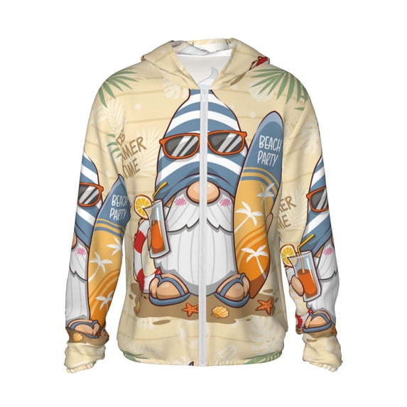 Kll Hello Summer Cute Gnome Print Men'S Women’s Upf 50+ Sun Protection Outdoor Hoodie Jacket Long Sleeve Fishing Hiking Performance Shirt- 3x-Large