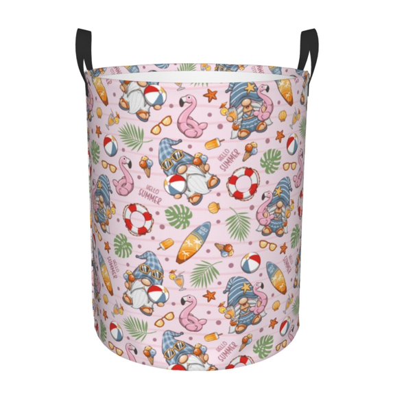 Kll Hello Summer With Gnome Waterproof Foldable Laundry Hamper Bucket With Handles For Storage Bin,Kids Room,Home Organizer (Medium)