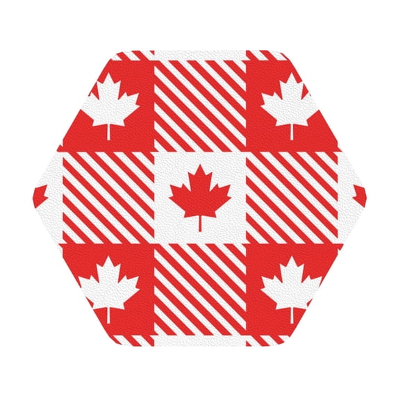 Kll Hexagon Drink Coasters Set Of 4,Pu Leather Absorbent Coasters Set Decorative Coffee Cup Coasters Housewarming Gift For Home Decor-Maple Leaves1