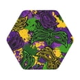 thumbnail image 1 of Kll Hexagon Drink Coasters Set Of 4,Pu Leather Absorbent Coasters Set Decorative Coffee Cup Coasters Housewarming Gift For Home Decor-Mardi Gras7, 1 of 9