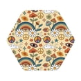 thumbnail image 1 of Kll Hexagon Drink Coasters Set Of 4,Pu Leather Absorbent Coasters Set Decorative Coffee Cup Coasters Housewarming Gift For Home Decor-Mushrooms And Rainbows Peace, 1 of 9