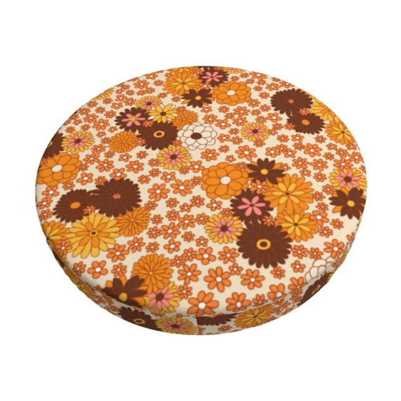Kll Hippie Ditsy Floral Round Bar Chair Cushion Cover 14 Inch,Bar Stool Protector With Elastic, Soft Washable