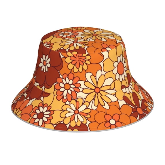 Kll Hippie Flower Bucket Hat For Women Men Packable Travel Beach Sun Hat Outdoor Rave Accessories Reflective Fisherman Cap