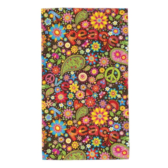 Kll Hippie Peace Love Ultra Absorbent & Soft Hand Towels For Bath, Hand, Face, Gym And Spa-27.5x16in