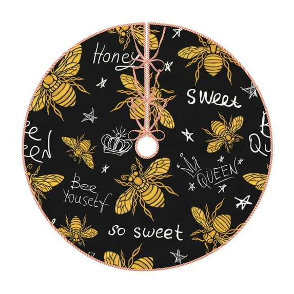 Kll Hohey Bee Golden Embroidery Christmas Tree Skirt 36",Party Decorations Farmhouse For Christmas Decorations Holiday Party