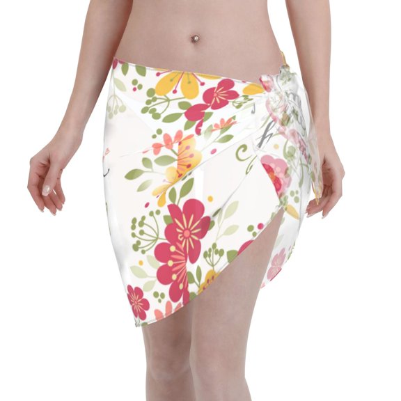 Kll Home Sweet Home Floral Print Women'S Sarong Coverups Short Bathing Suit Wrap Skirt Beach Wrap Swimsuit Cover Ups