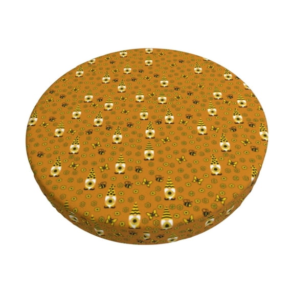 Kll Honey Bee Gnomes Round Bar Chair Cushion Cover 13 Inch,Bar Stool Protector With Elastic, Soft Washable