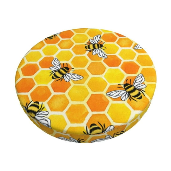 Kll Honeycombs Round Bar Chair Cushion Cover 14 Inch,Bar Stool Protector With Elastic, Soft Washable