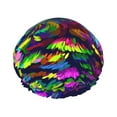 thumbnail image 1 of Kll Howling Wolf Pattern Shower Cap & Bath Cap For Women,Reversible Oversized Waterproof Shower Caps For All Hair Lengths,Elastic Reusable Bathing Hair Cap, 1 of 9