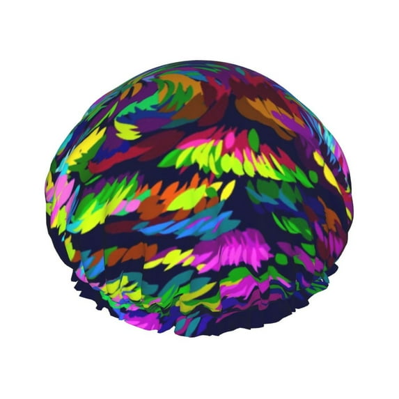 Kll Howling Wolf Pattern Shower Cap & Bath Cap For Women,Reversible Oversized Waterproof Shower Caps For All Hair Lengths,Elastic Reusable Bathing Hair Cap