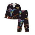 thumbnail image 1 of Kll Humming Bird Print Women'S Long Sleeve Pajamas With Pants Sleepwear Loungewear 2 Set-Medium, 1 of 9
