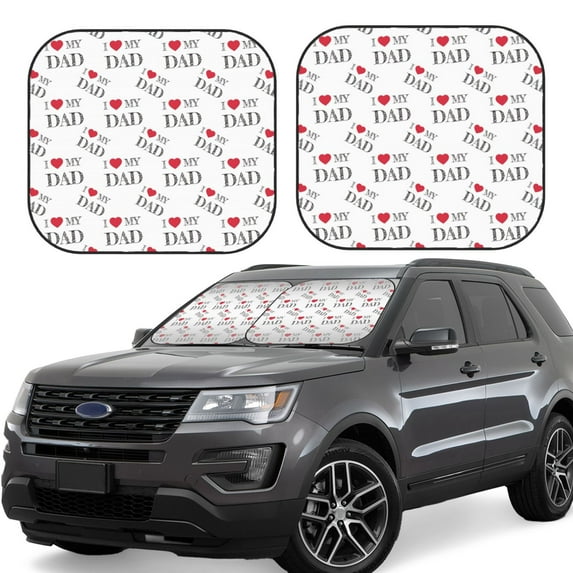 Kll I Love My Dad Windshield Sun Shade 2-Piece Foldable Car Front Window Sunshade For Most Sedans Suv Truck - Auto Sun Blocker Visor Protector Blocks Max Uv Rays - Medium