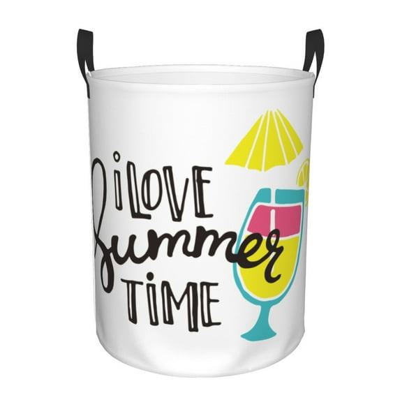 Kll I Love Summer Time Waterproof Foldable Laundry Hamper Bucket With Handles For Storage Bin,Kids Room,Home Organizer (Medium)