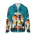 thumbnail image 1 of Kll I Love Sushi Print Men'S Women’s Upf 50+ Sun Protection Outdoor Hoodie Jacket Long Sleeve Fishing Hiking Performance Shirt- Medium, 1 of 8