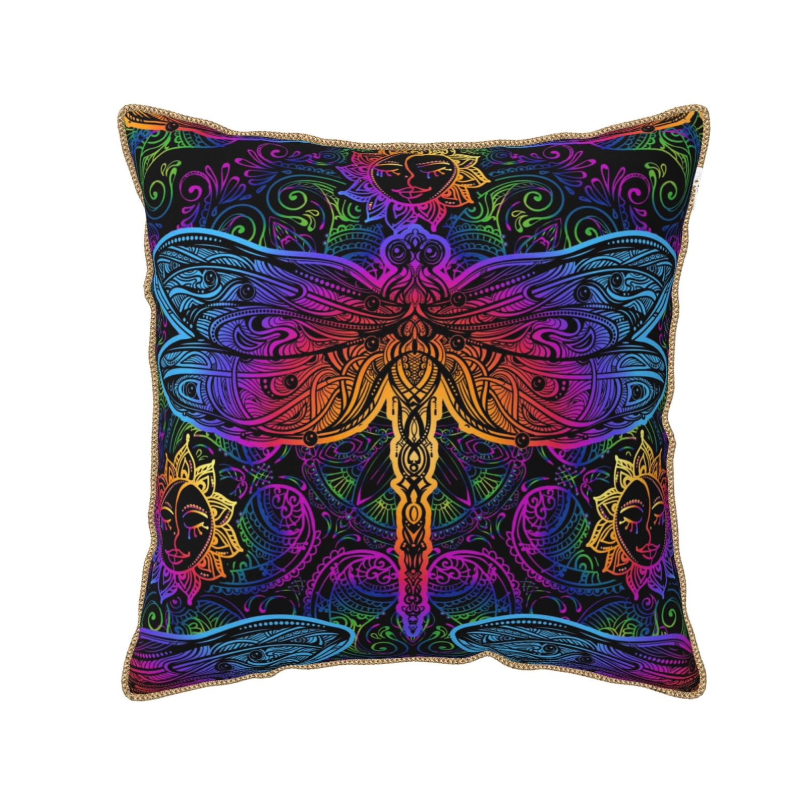 Kll Indian Mandalas Dragonfly Decorative Throw Pillow Covers Velvet ...