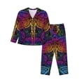 thumbnail image 1 of Kll Indian Mandalas Dragonfly Print Women'S Long Sleeve Pajamas With Pants Sleepwear Loungewear 2 Set-Large, 1 of 9