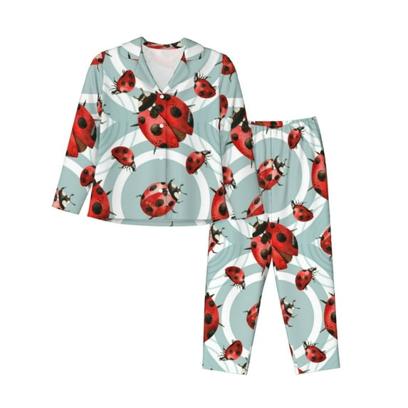 Kll Insects Print Women'S Long Sleeve Pajamas With Pants Sleepwear Loungewear 2 Set-Small