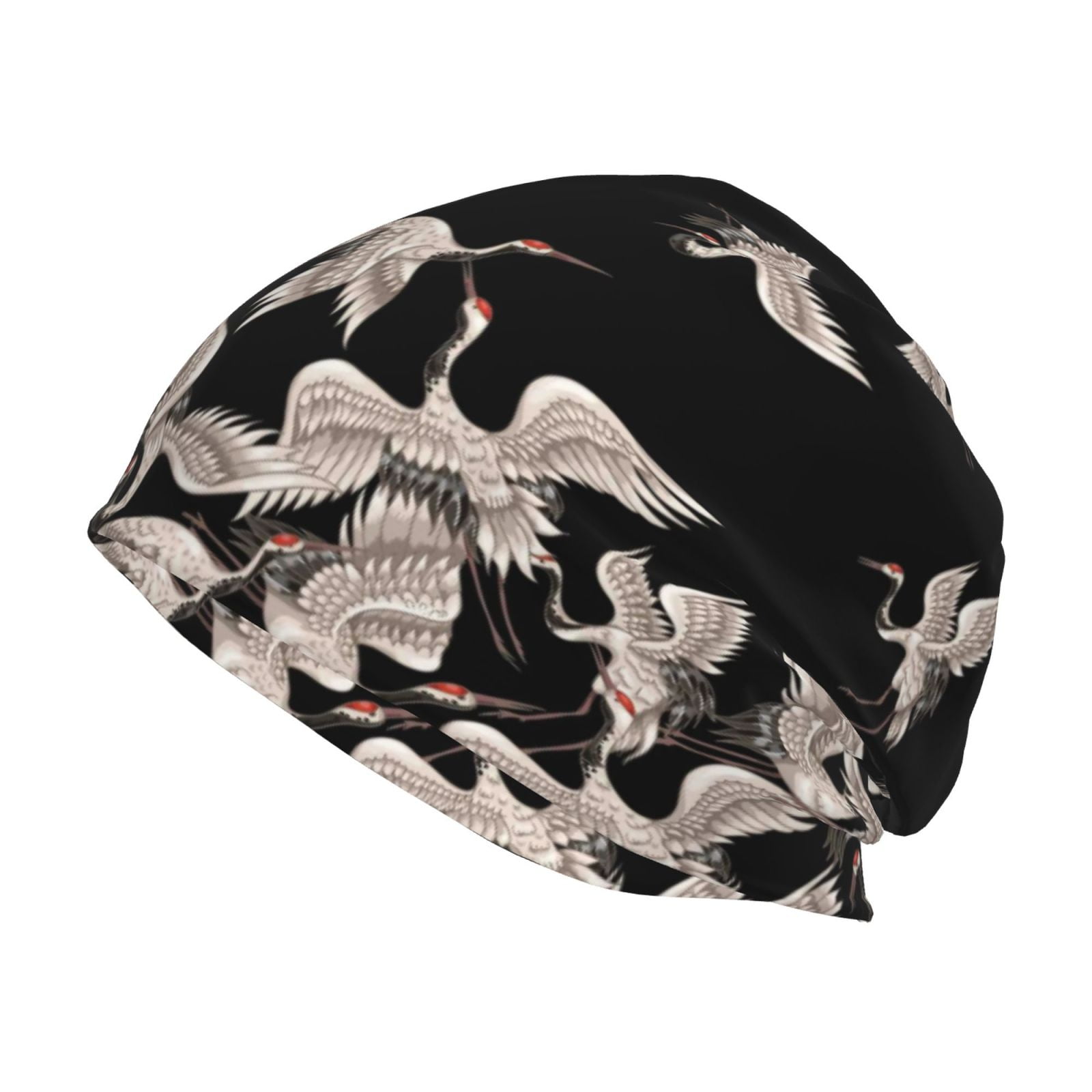 Kll Japanese White Crane Winter Fall Beanie Knit Hats For Men & Women