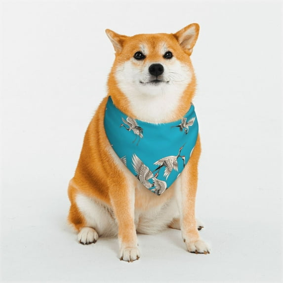 Kll Japanese White Cranes Dog Bandanas,Triangle Reversible Pet Scarf For Small Medium Large And Extra Large Dogs-Small