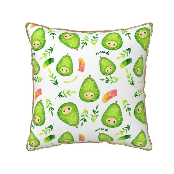 Kll Kawaii Avocado Decorative Throw Pillow Covers Velvet Soft For Couch Sofa Bedroom Living Room Outdoor -16"X16"