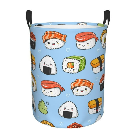 Kll Kawaii Sushi (2) Waterproof Foldable Laundry Hamper Bucket With Handles For Storage Bin,Kids Room,Home Organizer (Medium)