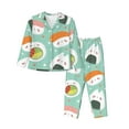 thumbnail image 1 of Kll Kawaii Sushi Print Women'S Long Sleeve Pajamas With Pants Sleepwear Loungewear 2 Set-X-Large, 1 of 9