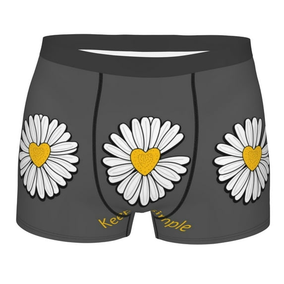 Kll Keep Life Simple Daisy Flower Men'S Cotton Boxer Briefs Underwear-Small