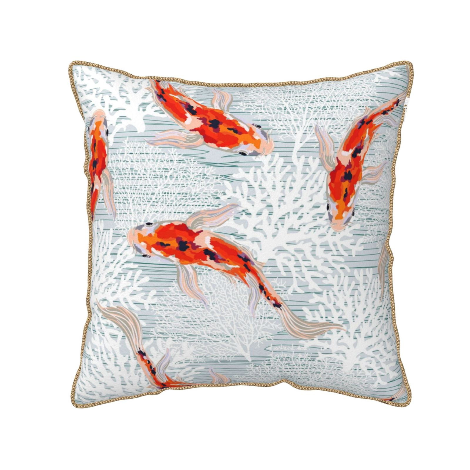 Kll Koi Fish Corals,Spring Summer Decorative Throw Pillow Covers Velvet