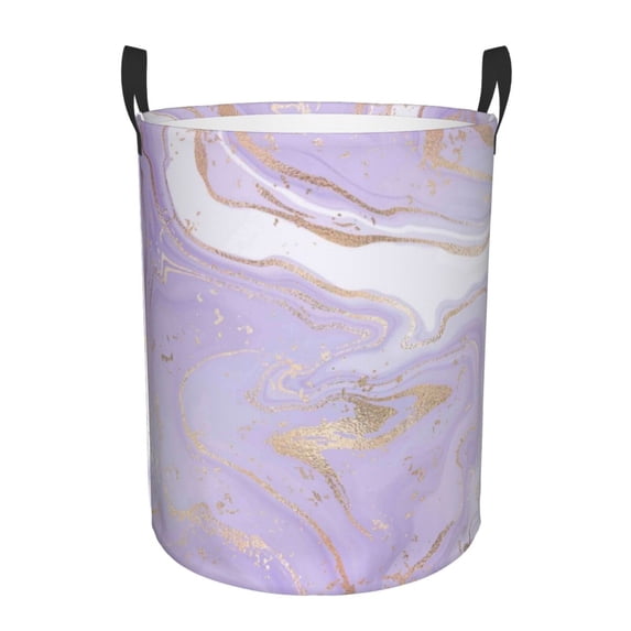 Kll Lavender Glitter Foil Stripes Waterproof Foldable Laundry Hamper Bucket With Handles For Storage Bin,Kids Room,Home Organizer (Small)