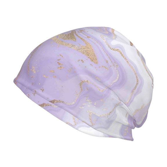 Kll Lavender Glitter Foil Stripes Winter Fall Beanie Knit Hats For Men & Women - Warm & Soft Stylish Toboggan Caps For Cold Weather