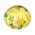 thumbnail image 1 of Kll Lemon Pattern Shower Cap & Bath Cap For Women,Reversible Oversized Waterproof Shower Caps For All Hair Lengths,Elastic Reusable Bathing Hair Cap, 1 of 9