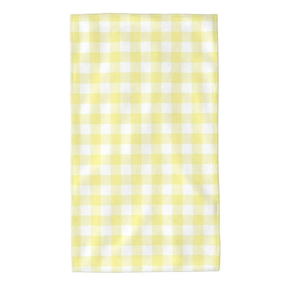Kll Lemon Yellow Checkboard Ultra Absorbent & Soft Hand Towels For Bath, Hand, Face, Gym And Spa-27.5x16in