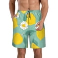thumbnail image 1 of Kll Lemons Chamomile Flowers And Leaves Men'S Casual Summer Beach Shorts Hawaiian Shorts With Pockets-Medium, 1 of 9