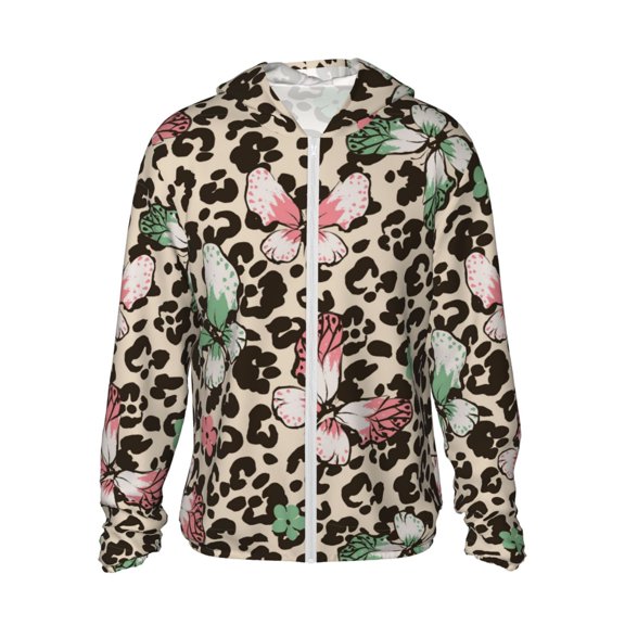 Kll Leopard Dots Print Men'S Women’s Upf 50  Sun Protection Outdoor Hoodie Jacket Long Sleeve Fishing Hiking Performance Shirt- X-Large