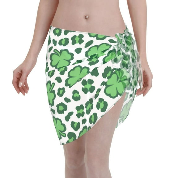 Kll Leopard Print St. Patrick'S Day Print Women'S Sarong Coverups Short Bathing Suit Wrap Skirt Beach Wrap Swimsuit Cover Ups
