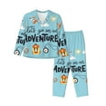 thumbnail image 1 of Kll Let'S Go On An Adventure Print Women'S Long Sleeve Pajamas With Pants Sleepwear Loungewear 2 Set-Small, 1 of 9