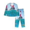 thumbnail image 1 of Kll Lighthouse Sea Port Print Women'S Long Sleeve Pajamas With Pants Sleepwear Loungewear 2 Set-Small, 1 of 9