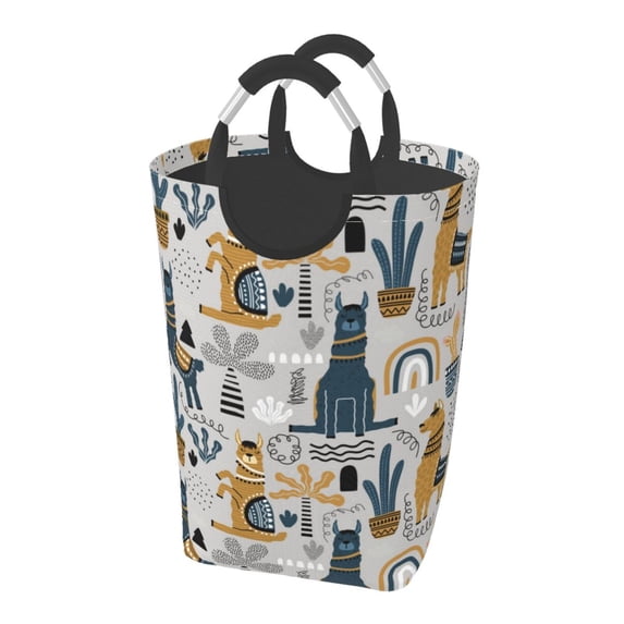 Kll Llama And Cactus1 Laundry Hamper,Large Canvas Fabric Lightweight Storage Basket Toy Organizer Dirty Clothes Collapsible Waterproof For College Dorms,Children Bedroom,Bathroom
