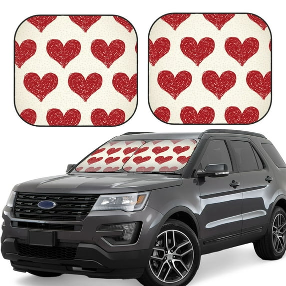 Kll Love Windshield Sun Shade 2-Piece Foldable Car Front Window Sunshade For Most Sedans Suv Truck - Auto Sun Blocker Visor Protector Blocks Max Uv Rays - Small