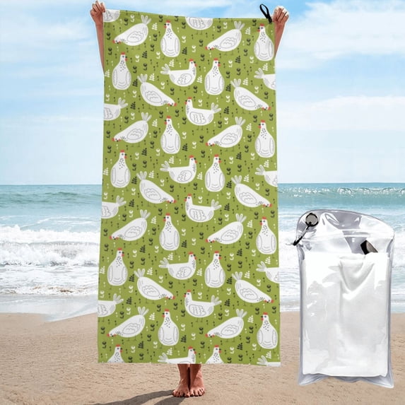 Kll Lovely Chickens Microfiber Beach Towel Fast Drying,Extra Large 31.5"X63" Sand Free Beach Towel Super Lightweight Towels For Swimming Pool,Camping,Picnic,Yoga Gym Sports