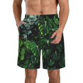 thumbnail image 1 of Kll Lush Foliage Green Plant Men'S Casual Summer Beach Shorts Hawaiian Shorts With Pockets-Medium, 1 of 9