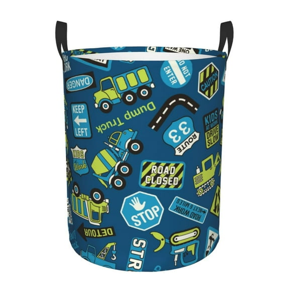 Kll Machinery Road Construction Waterproof Foldable Laundry Hamper Bucket With Handles For Storage Bin,Kids Room,Home Organizer (Small)