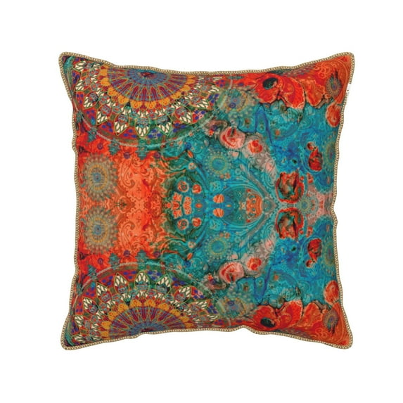 Kll Mandala Colorful 1 Decorative Throw Pillow Covers Velvet Soft For Couch Sofa Bedroom Living Room Outdoor -16"X16"