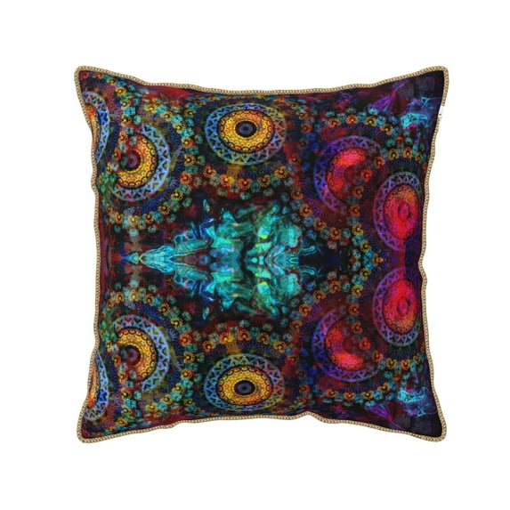 Kll Mandala Colorful Decorative Throw Pillow Covers Velvet Soft For Couch Sofa Bedroom Living Room Outdoor -18"X18"