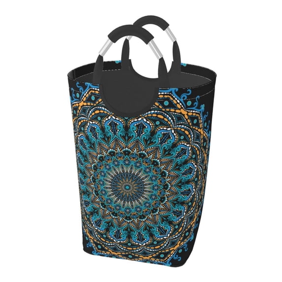 Kll Mandala Laundry Hamper,Large Canvas Fabric Lightweight Storage Basket Toy Organizer Dirty Clothes Collapsible Waterproof For College Dorms,Children Bedroom,Bathroom
