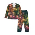 thumbnail image 1 of Kll Mandala Print Women'S Long Sleeve Pajamas With Pants Sleepwear Loungewear 2 Set-Small, 1 of 9