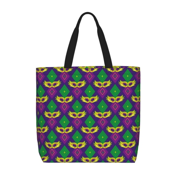 Kll Mardi Gras Carnival3 Pattern Aesthetic Tote Bag For Women Beach Bag Shopping Bags Shoulder Bag Reusable Grocery Bags