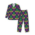 thumbnail image 1 of Kll Mardi Gras Carnival3 Sleepwear Mens Flannel Pajamas,Long Cotton Pj Set, 1 of 9