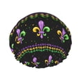 thumbnail image 1 of Kll Mardi Gras Fleur De Lis Pattern Shower Cap & Bath Cap For Women,Reversible Oversized Waterproof Shower Caps For All Hair Lengths,Elastic Reusable Bathing Hair Cap, 1 of 9